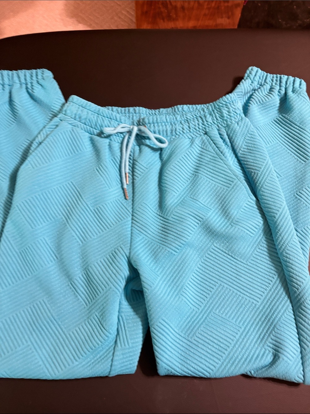 See and be Seen Aqua Textured Drawstring Jogger Bottoms